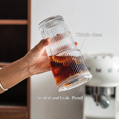 20 oz Ribbed Glass Tumblers by Severa